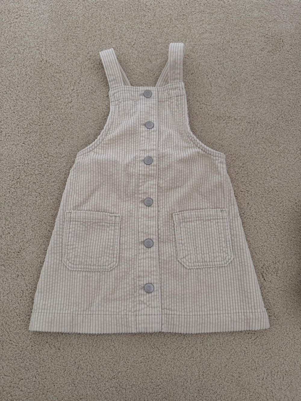 NWOT Kids Cream Corduroy Button-Front Pinafore Dress